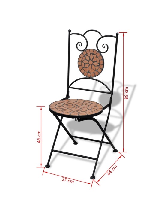 3dílný bistro set mozaikový keramický terakota