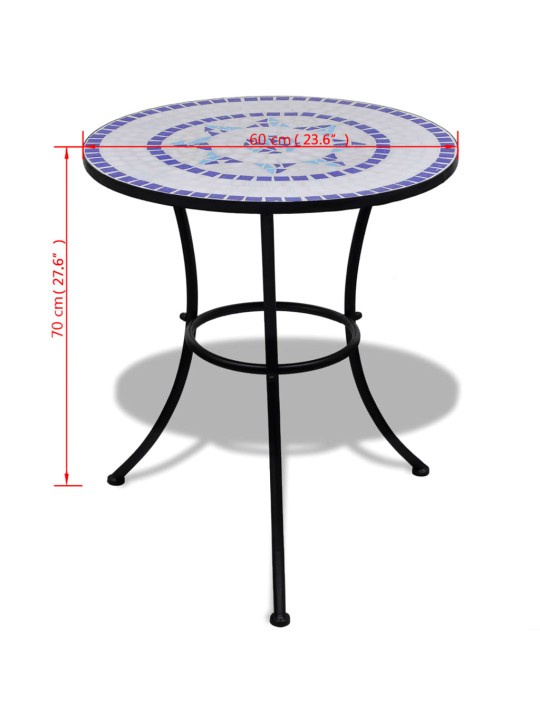 3dílný bistro set mozaikový keramický modro-bílý