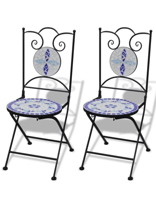 3dílný bistro set mozaikový keramický modro-bílý