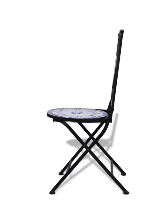3dílný bistro set mozaikový keramický modro-bílý