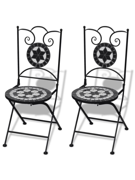 3dílný bistro set mozaikový keramický černý a bílý