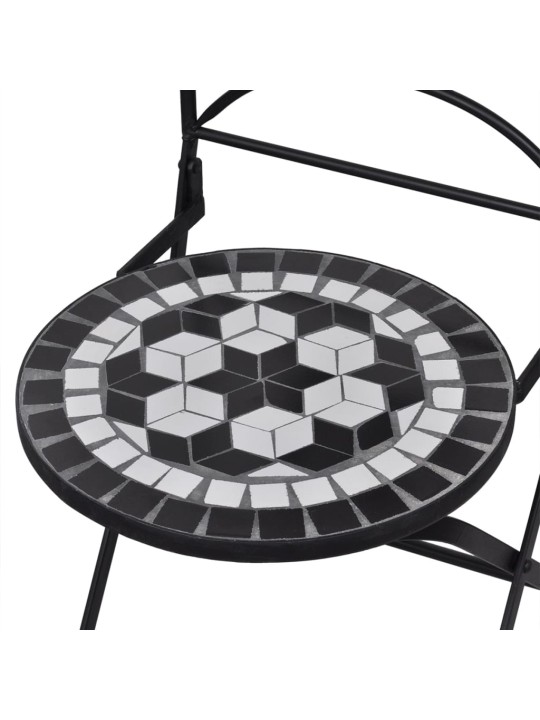 3dílný bistro set mozaikový keramický černý a bílý