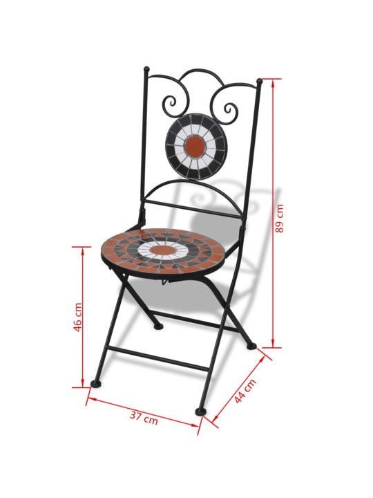 3dílný bistro set mozaikový keramický terakota a bílý
