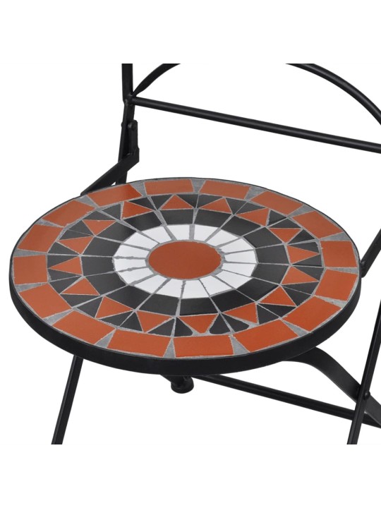 3dílný bistro set mozaikový keramický terakota a bílý