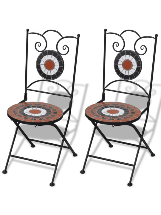 3dílný bistro set mozaikový keramický terakota a bílý