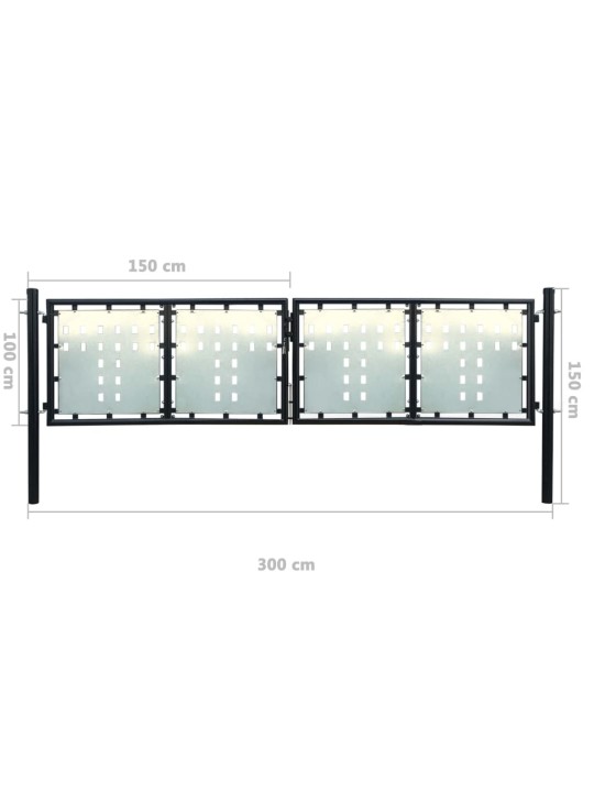 Černá jednokřídlá plotová brána 300 x 150 cm