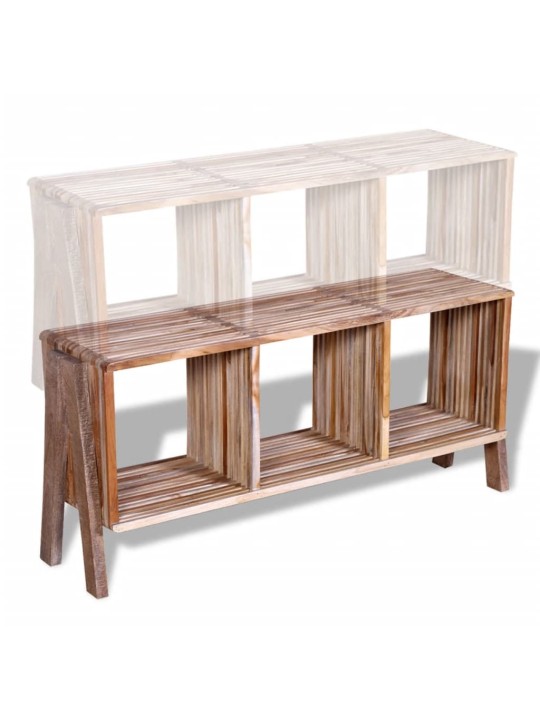TV stolek se 3 policemi, stohovatelný, recyklovaný teak