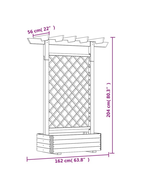 Zahradní pergola s truhlíkem 162 x 56 x 204 cm dřevo