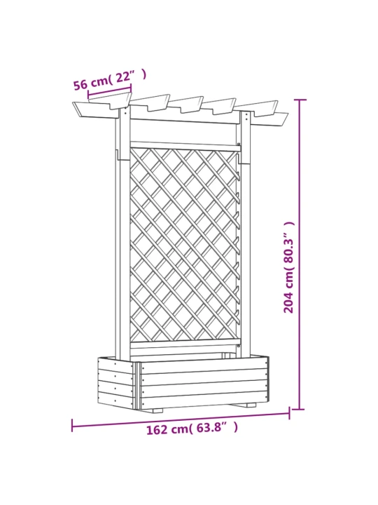 Zahradní pergola s truhlíkem 162 x 56 x 204 cm dřevo