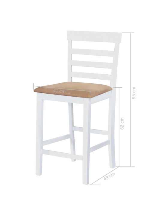 Bílý dřevěný barový stůl a 4 barové židle, set