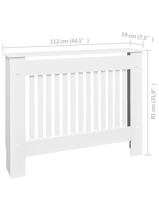 Bílý kryt z MDF na radiátor, 112 cm
