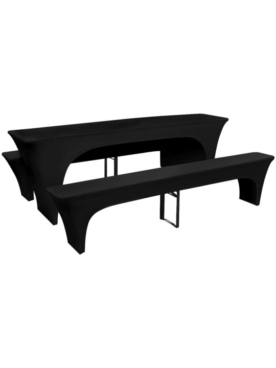 3 strečové černé povlaky na pivní stůl a lavice 220 x 70 x 80 cm