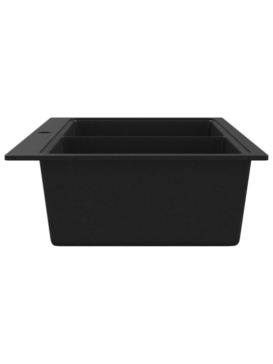 Kuchyňský dřez s dvojitým umyvadlem žula černé
