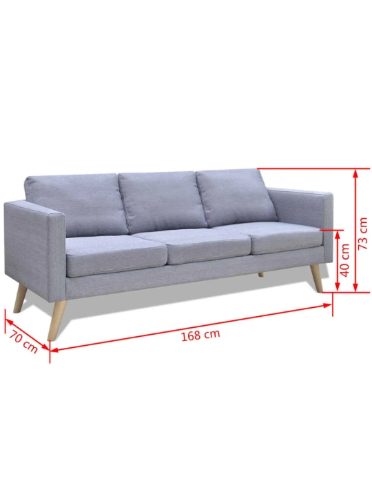 3místná pohovka textil světle šedá