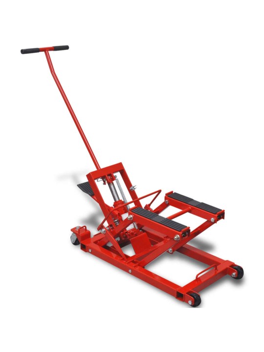 Hydraulický zvedák na motorku / čtyřkolku, 680 kg, červený