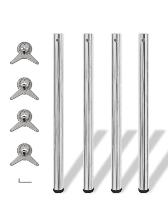 4 výškově nastavitelné stolové nohy chrom 870 mm