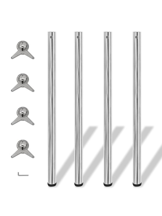4 výškově nastavitelné stolové nohy chrom 1100 mm