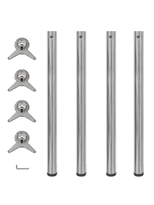 4 stolové nohy s nastavitelnou výškou, broušený nikl, 870 mm
