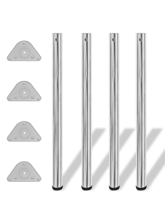 4 výškově nastavitelné stolové nohy chrom 870 mm