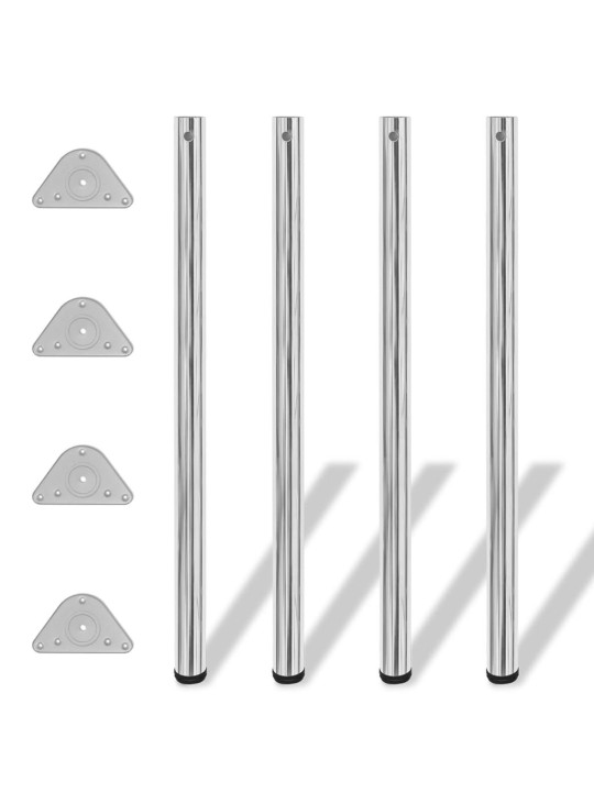 4 výškově nastavitelné stolové nohy chrom 1100 mm