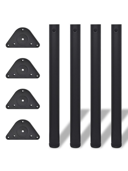 4 stolové nohy s nastavitelnou výškou černé, 710 mm