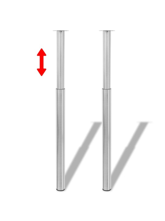 2 teleskopické stolové nohy z broušeného niklu 710 mm - 1100 mm