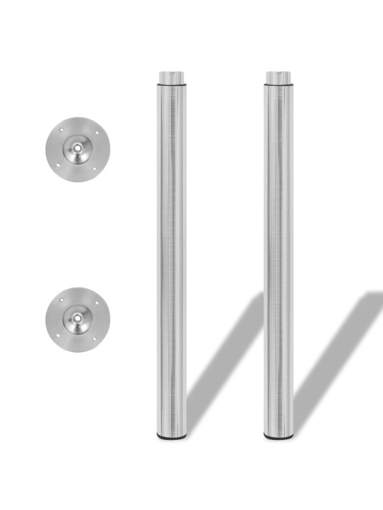 2 teleskopické stolové nohy z broušeného niklu 710 mm - 1100 mm