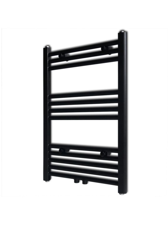 Černý žebříkový radiátor na ručníky rovný ústřední topení 500 x 764 mm