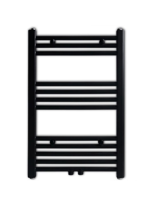 Černý žebříkový radiátor na ručníky rovný ústřední topení 500 x 764 mm