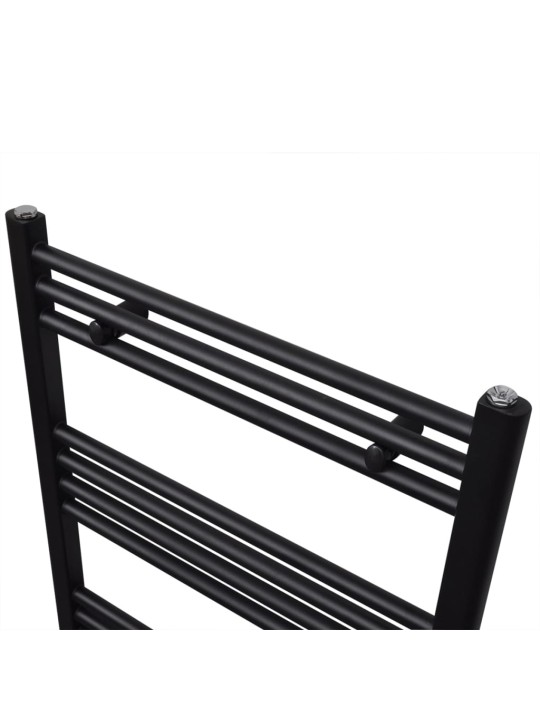 Černý žebříkový radiátor na ručníky rovný ústřední topení 500 x 764 mm