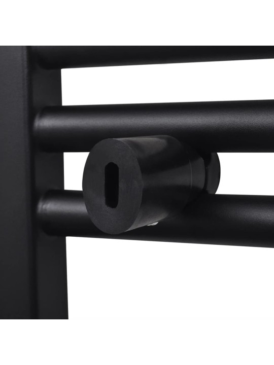 Černý žebříkový radiátor na ručníky rovný ústřední topení 500 x 764 mm