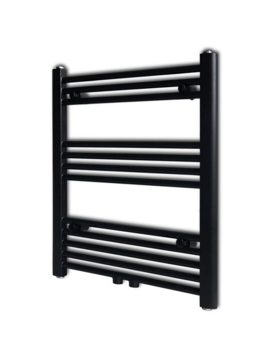 Černý žebříkový radiátor na ručníky rovný ústřední topení 600 x 764 mm