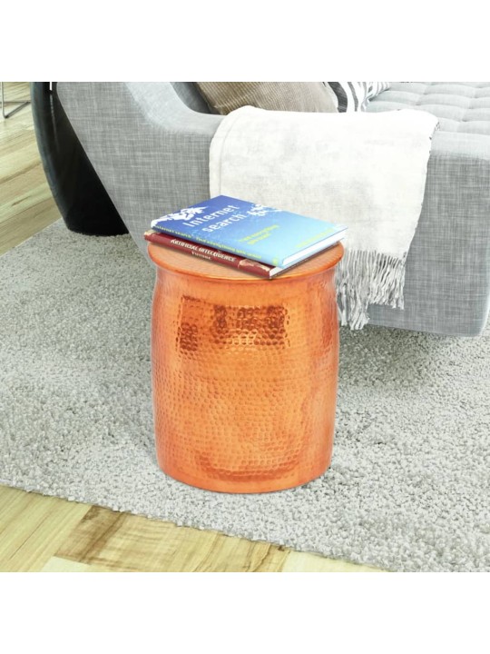 Tepaná hliníková stolička / odkládací stolek barva mědi/mosazi