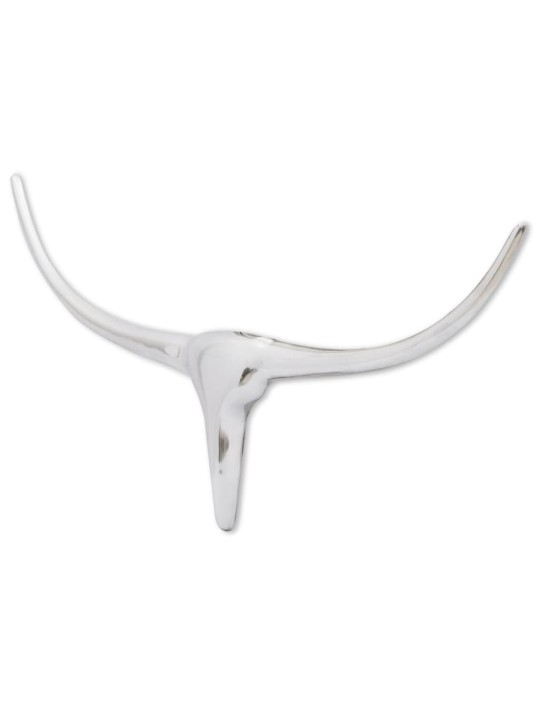 Nástěnná hliníková býčí hlava, dekorace, stříbrná barva 72 cm