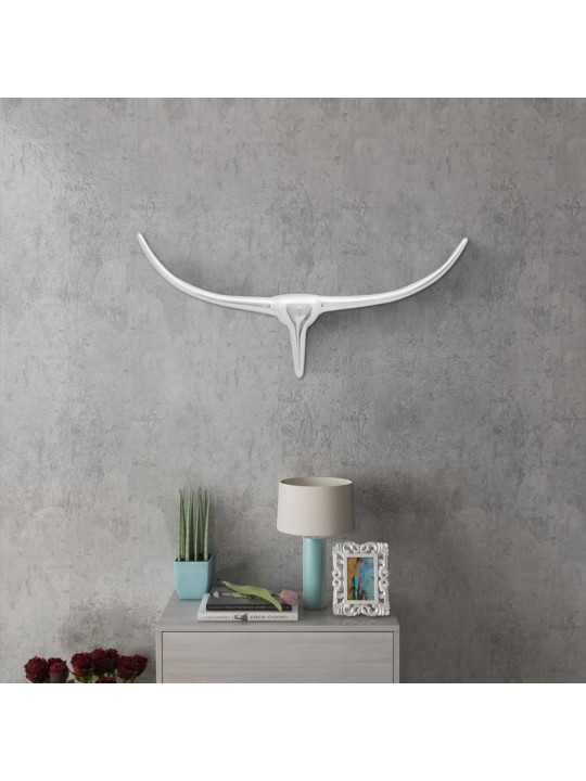 Nástěnná hliníková býčí hlava, dekorace, stříbrná barva 72 cm