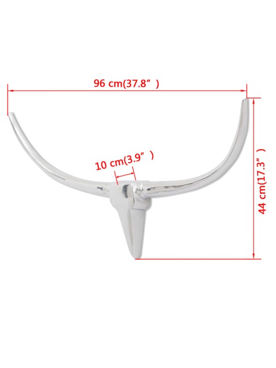Nástěnná hliníková býčí hlava, dekorace, stříbrná barva 96 cm