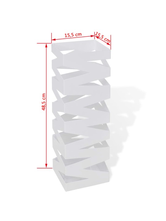 Bílý hranatý stojan na deštníky a vycházkové hole, ocelový, 48,5 cm