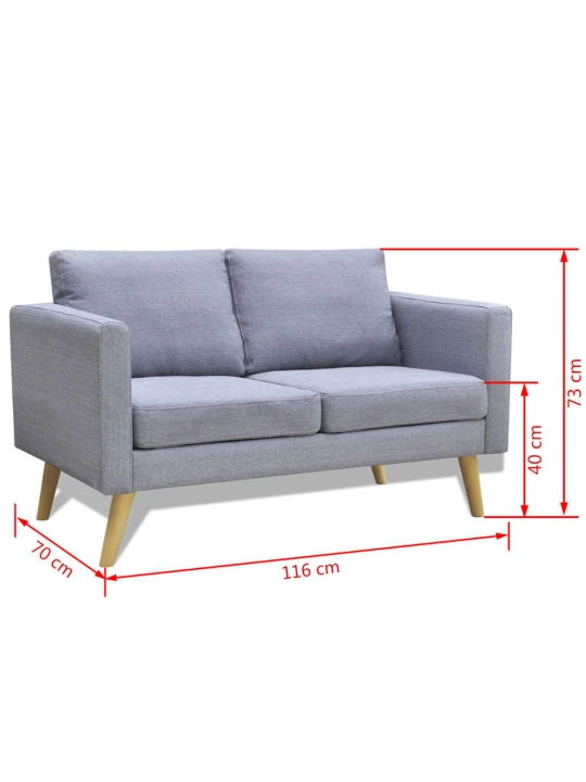 Sedací souprava dvojsedák a trojsedák textil světle šedá