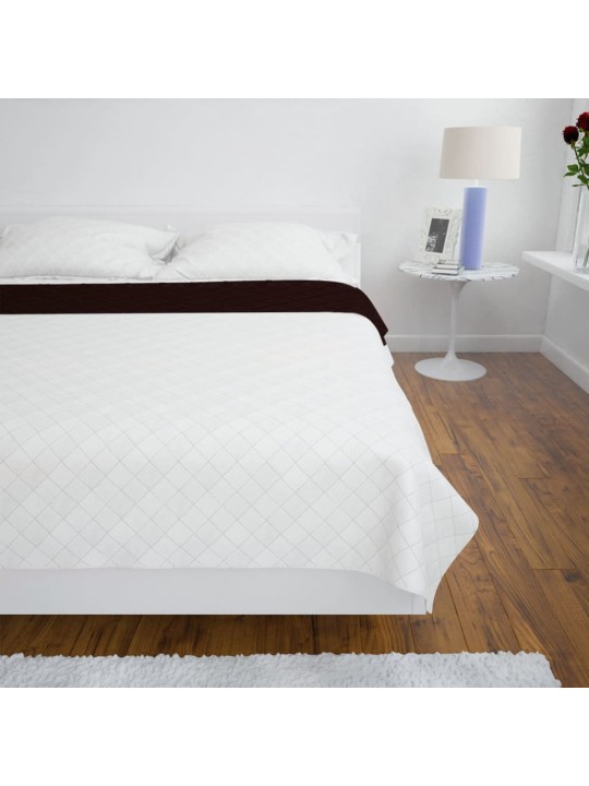 Oboustranný prošívaný přehoz na postel béžovo-hnědý 170 x 210 cm