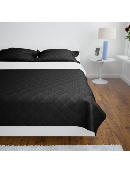 Oboustranný prošívaný přehoz na postel černobílý 230 x 260 cm
