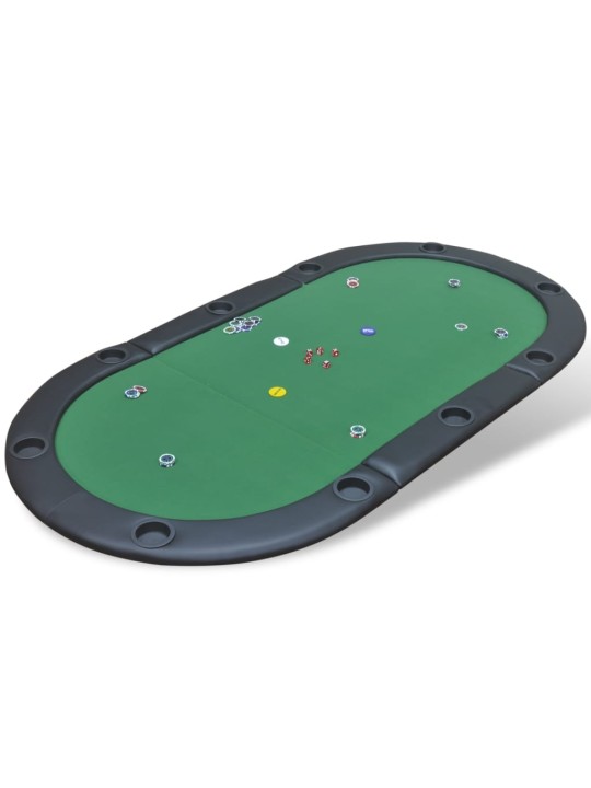 Skládací deska na poker pro 10 hráčů zelená