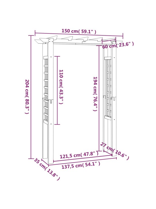 Besídka / růžový oblouk 150x60x204 cm impregnované dřevo