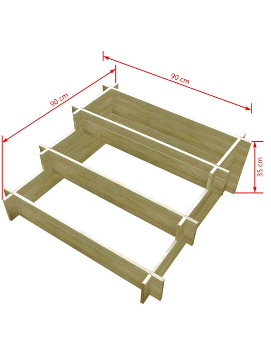 3stupňový truhlík 90 x 90 x 35 cm impregnované dřevo