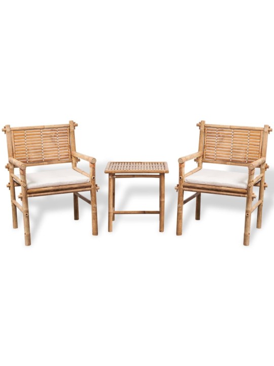 3dílný bistro set s poduškami bambusový