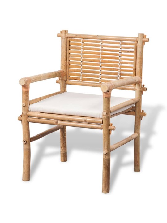 3dílný bistro set s poduškami bambusový
