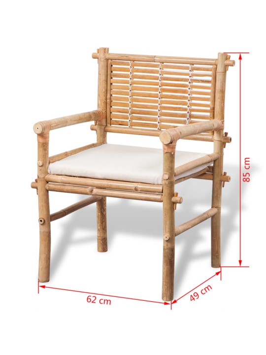 3dílný bistro set s poduškami bambusový