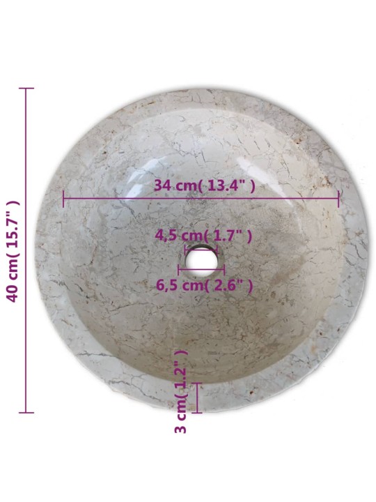 Umyvadlo mramorové 40 cm krémové