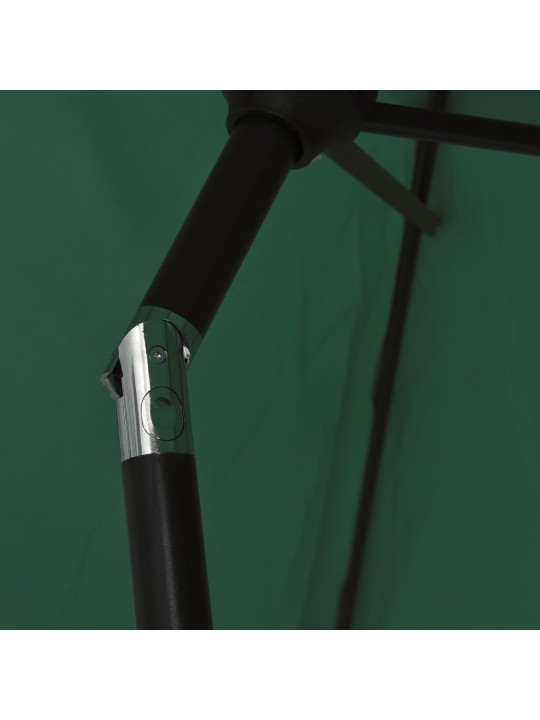 Boční zahradní slunečník s LED 3 m zelený