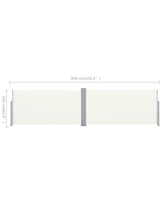 Zatahovací postranní markýza / zástěna, 160x600 cm, krémová