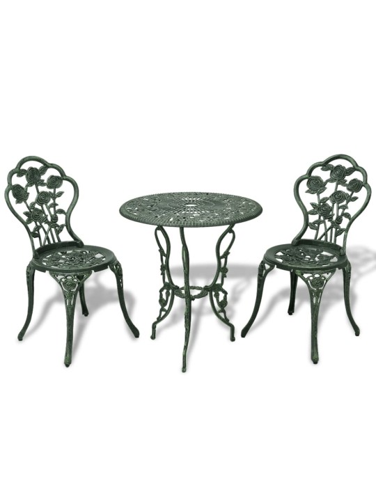 3dílný bistro set litý hliník zelený